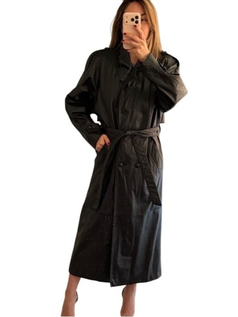 Wilson’s Black Leather Trench Coat